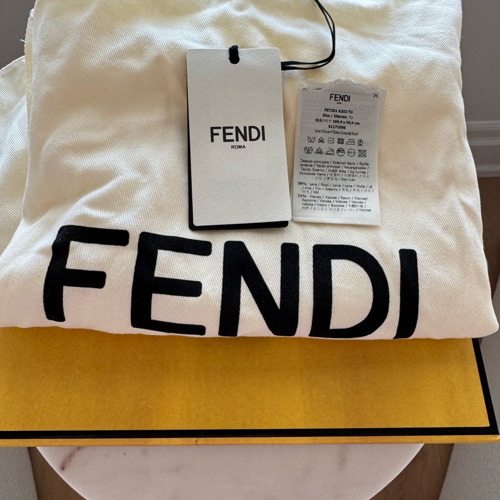 Authentic Fendi Black and Brown Logo Scarf - Picture 4 of 10